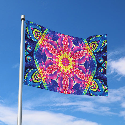 Colorful Psychedelic Kaleidoscope Print Polyester Flag