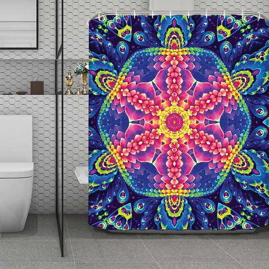 Colorful Psychedelic Kaleidoscope Print Polyester Shower Curtain