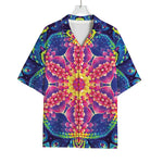 Colorful Psychedelic Kaleidoscope Print Rayon Hawaiian Shirt
