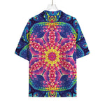 Colorful Psychedelic Kaleidoscope Print Rayon Hawaiian Shirt