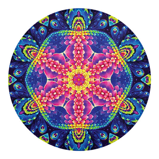 Colorful Psychedelic Kaleidoscope Print Round Blanket