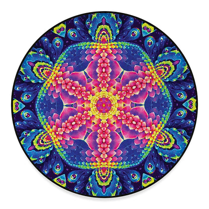 Colorful Psychedelic Kaleidoscope Print Round Floor Mat