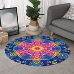 Colorful Psychedelic Kaleidoscope Print Round Rug