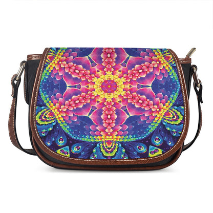 Colorful Psychedelic Kaleidoscope Print Saddle Bag