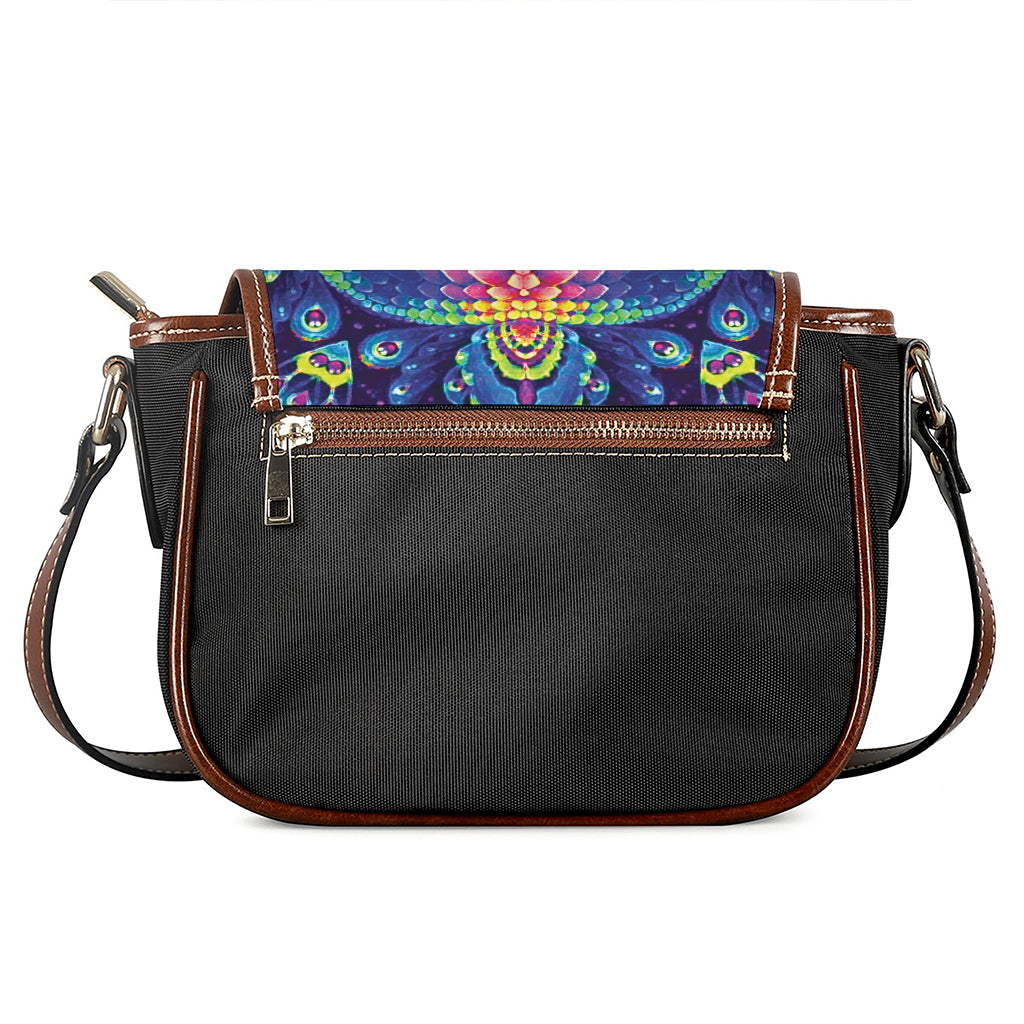 Colorful Psychedelic Kaleidoscope Print Saddle Bag