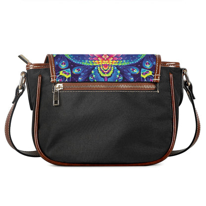 Colorful Psychedelic Kaleidoscope Print Saddle Bag