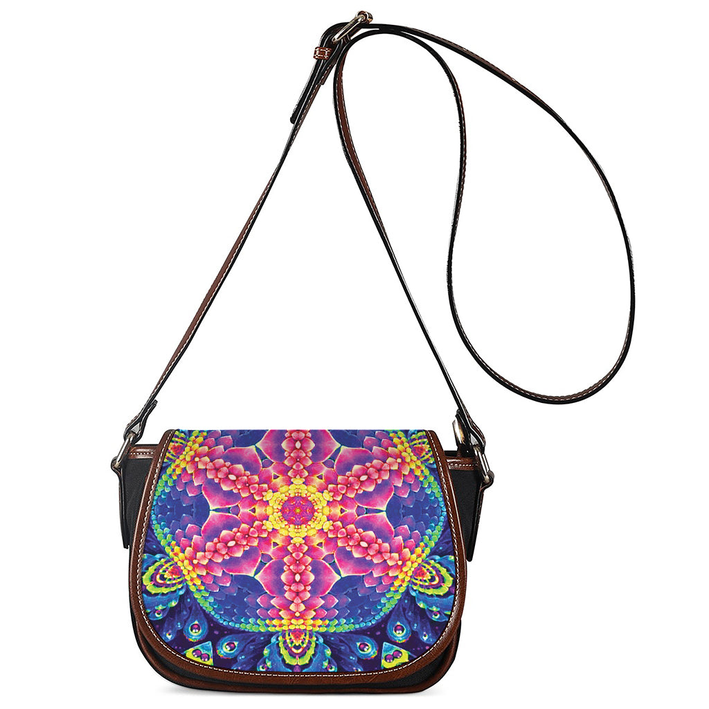 Colorful Psychedelic Kaleidoscope Print Saddle Bag