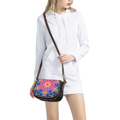 Colorful Psychedelic Kaleidoscope Print Saddle Bag