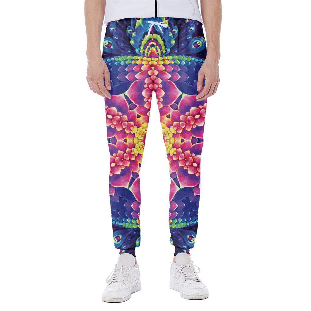 Colorful Psychedelic Kaleidoscope Print Scuba Joggers