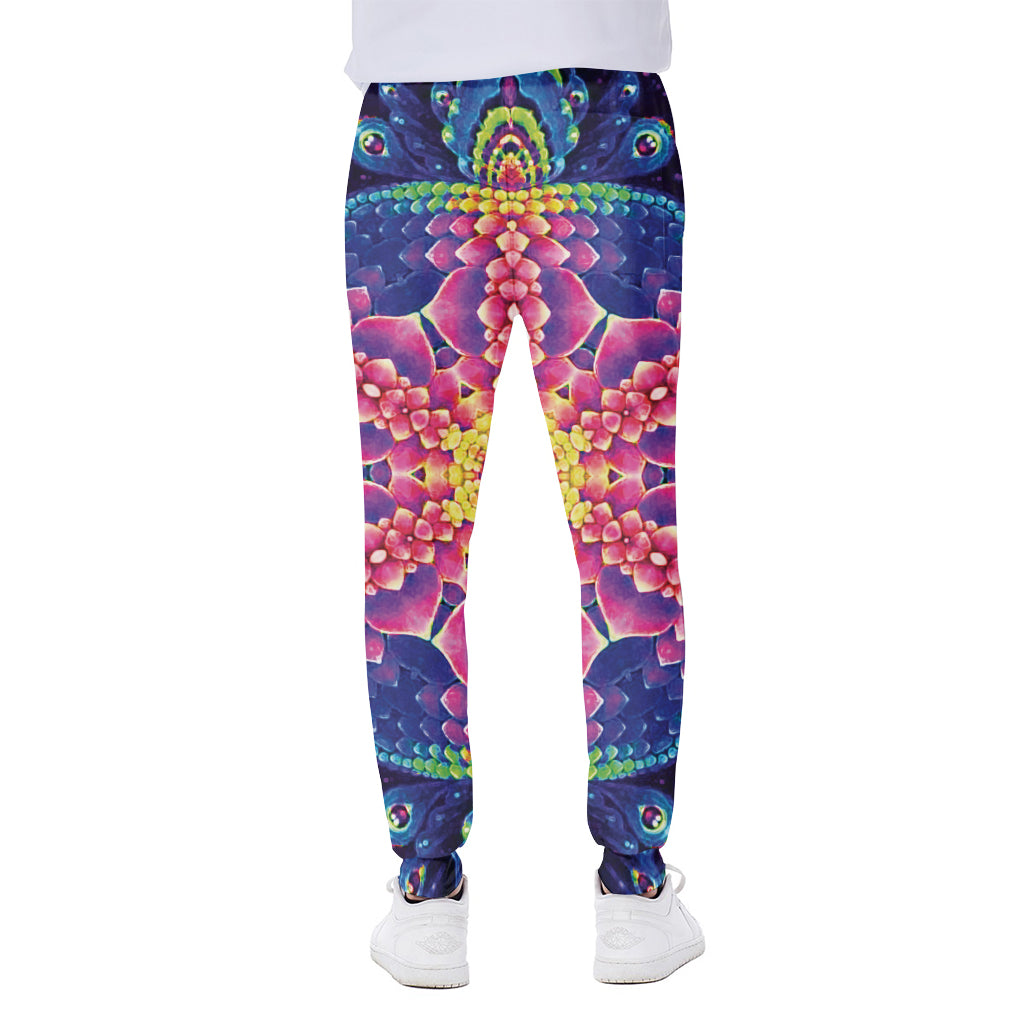 Colorful Psychedelic Kaleidoscope Print Scuba Joggers
