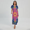Colorful Psychedelic Kaleidoscope Print Short Sleeve Maxi Dress