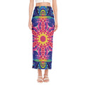 Colorful Psychedelic Kaleidoscope Print Side Slit Maxi Skirt