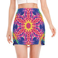 Colorful Psychedelic Kaleidoscope Print Side Slit Mini Skirt