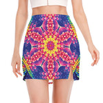 Colorful Psychedelic Kaleidoscope Print Side Slit Mini Skirt