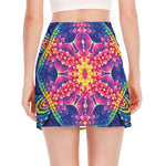 Colorful Psychedelic Kaleidoscope Print Side Slit Mini Skirt