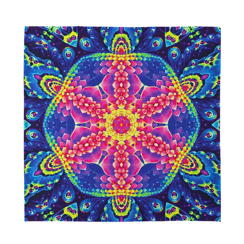 Colorful Psychedelic Kaleidoscope Print Silk Bandana