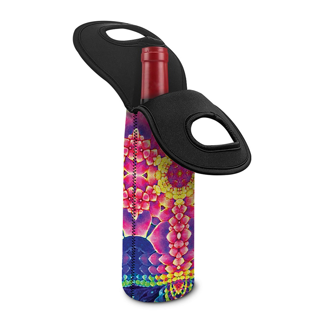 Colorful Psychedelic Kaleidoscope Print Single Neoprene Wine Tote