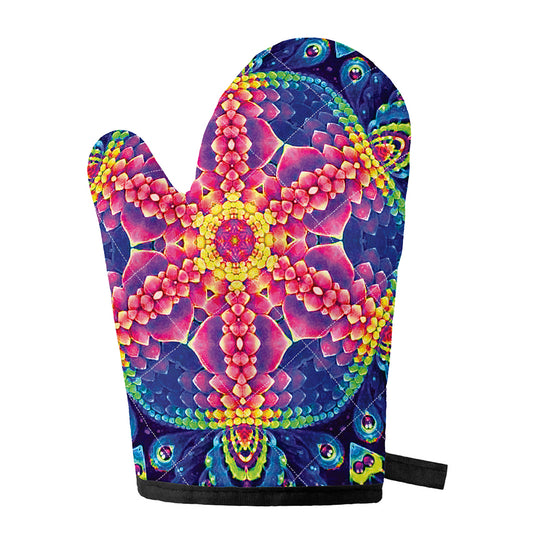 Colorful Psychedelic Kaleidoscope Print Single Oven Mitt