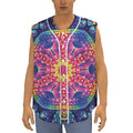 Colorful Psychedelic Kaleidoscope Print Sleeveless Baseball Jersey