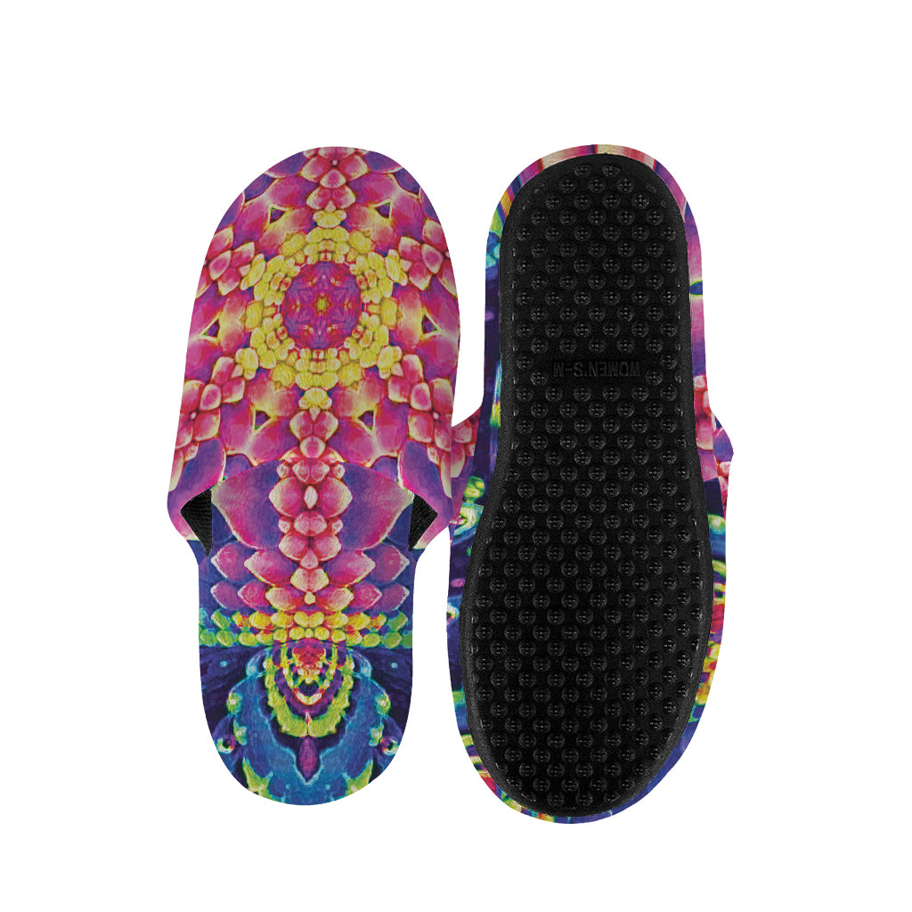 Colorful Psychedelic Kaleidoscope Print Slippers