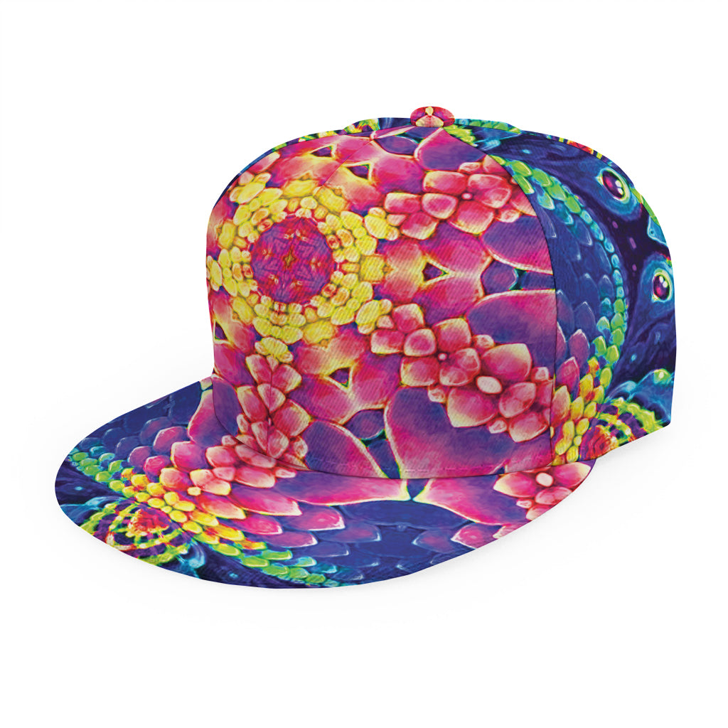 Colorful Psychedelic Kaleidoscope Print Snapback Cap