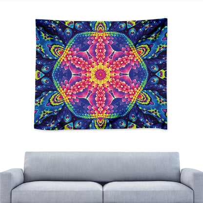 Colorful Psychedelic Kaleidoscope Print Tapestry