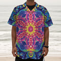Colorful Psychedelic Kaleidoscope Print Textured Short Sleeve Shirt