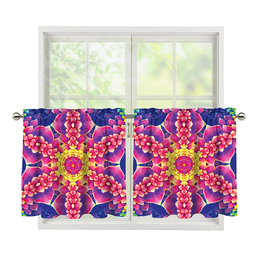 Colorful Psychedelic Kaleidoscope Print Tier Curtains
