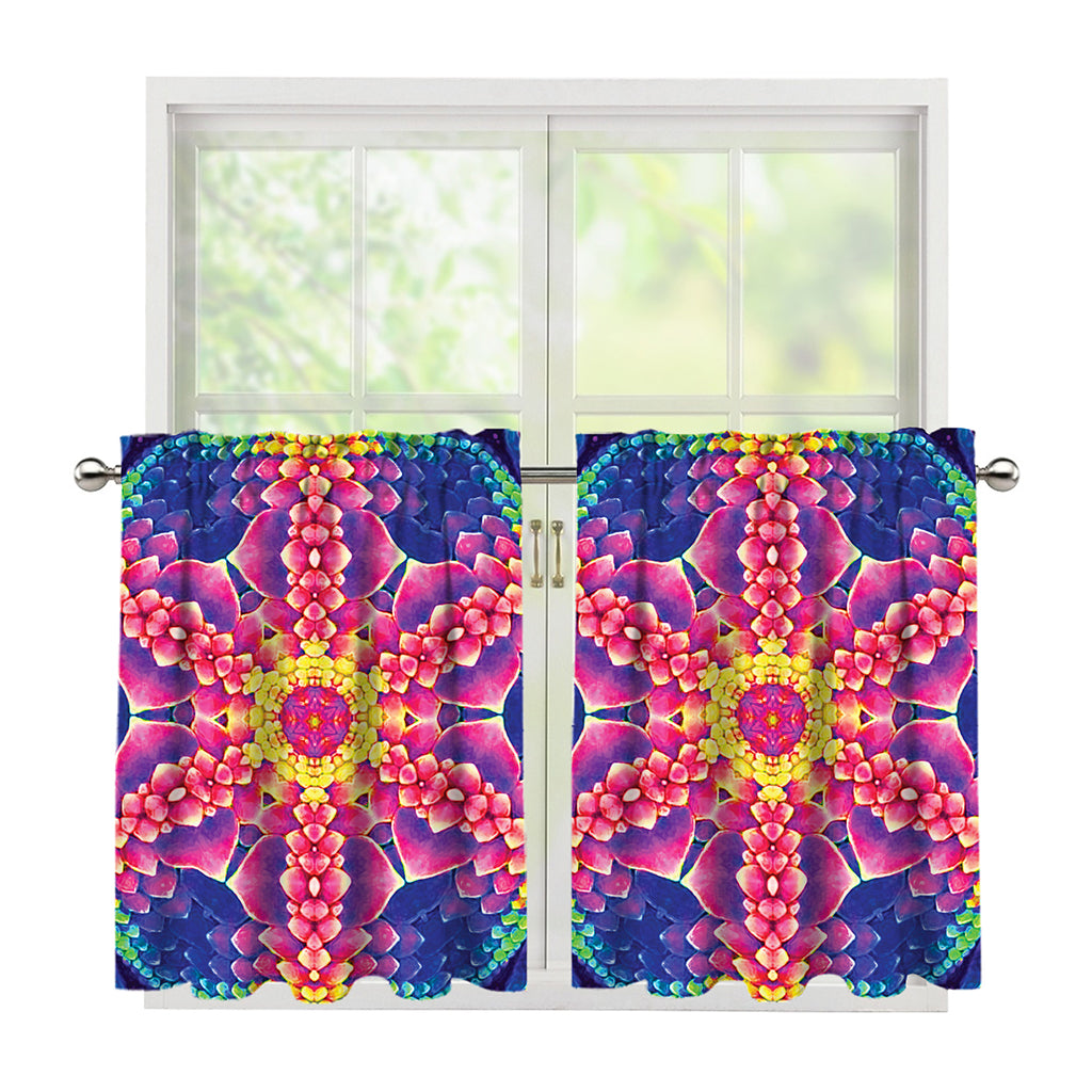 Colorful Psychedelic Kaleidoscope Print Tier Curtains