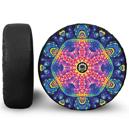 Colorful Psychedelic Kaleidoscope Print Tire Cover With Camera Hole