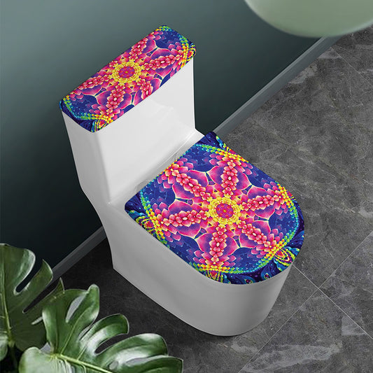 Colorful Psychedelic Kaleidoscope Print Toilet Lid And Tank Cover Set