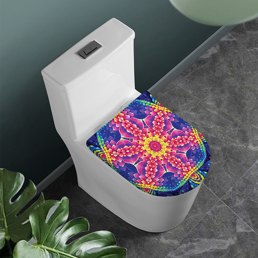 Colorful Psychedelic Kaleidoscope Print Toilet Lid Cover