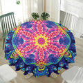 Colorful Psychedelic Kaleidoscope Print Waterproof Round Tablecloth