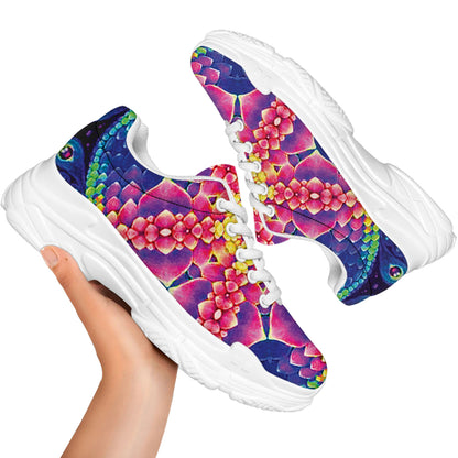Colorful Psychedelic Kaleidoscope Print White Chunky Shoes