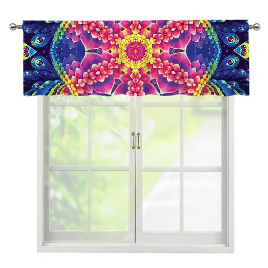 Colorful Psychedelic Kaleidoscope Print Window Valance