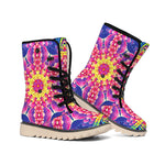 Colorful Psychedelic Kaleidoscope Print Winter Boots