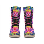 Colorful Psychedelic Kaleidoscope Print Winter Boots