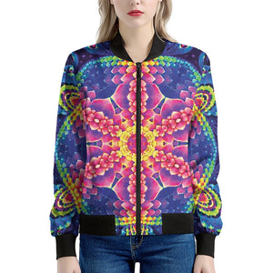 Colorful Psychedelic Kaleidoscope Print Women's Bomber Jacket