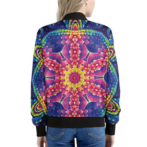 Colorful Psychedelic Kaleidoscope Print Women's Bomber Jacket