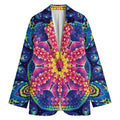 Colorful Psychedelic Kaleidoscope Print Women's Cotton Blazer
