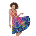 Colorful Psychedelic Kaleidoscope Print Sleeveless Knee Length Dress