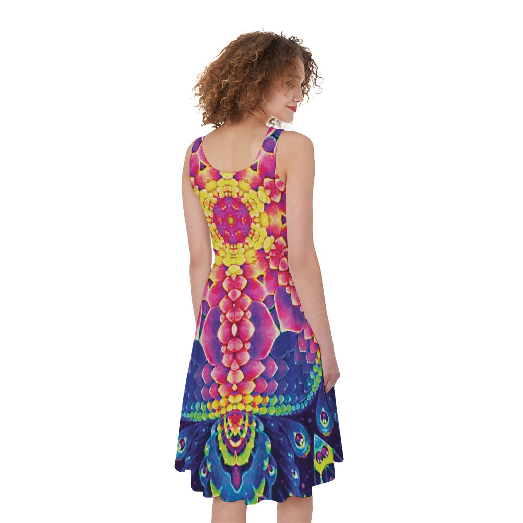 Colorful Psychedelic Kaleidoscope Print Women's Sleeveless Dress