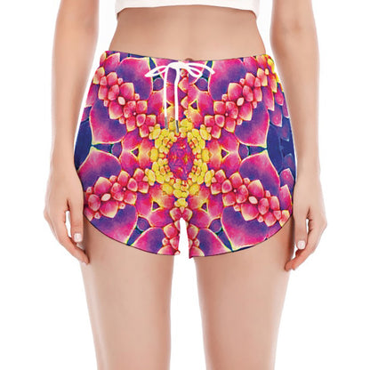 Colorful Psychedelic Kaleidoscope Print Women's Split Running Shorts