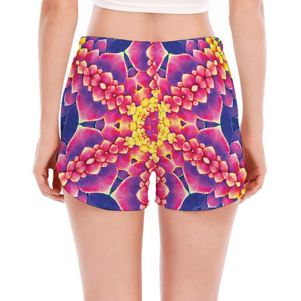 Colorful Psychedelic Kaleidoscope Print Women's Split Running Shorts