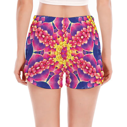 Colorful Psychedelic Kaleidoscope Print Women's Split Running Shorts