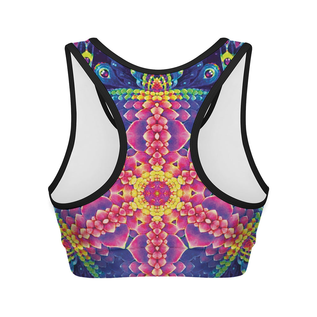 Colorful Psychedelic Kaleidoscope Print Women's Sports Bra