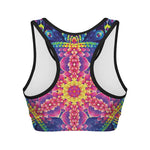 Colorful Psychedelic Kaleidoscope Print Women's Sports Bra