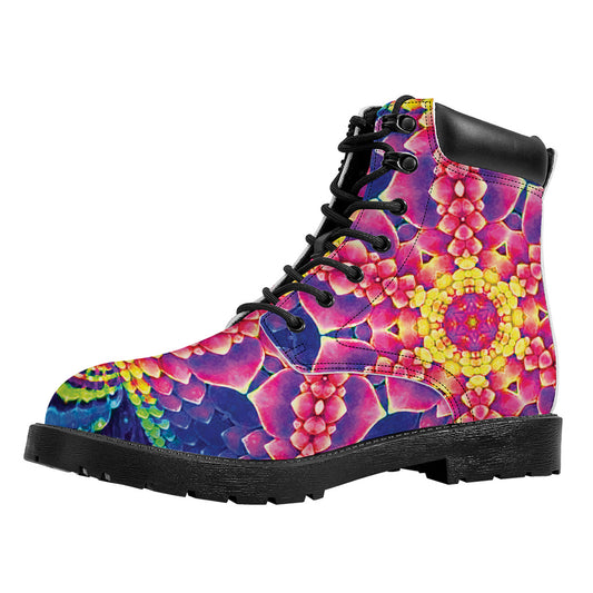 Colorful Psychedelic Kaleidoscope Print Work Boots