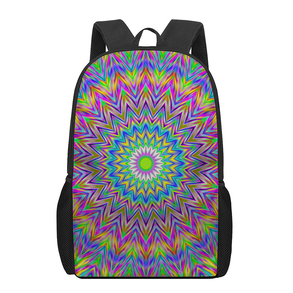 Colorful Psychedelic Optical Illusion 17 Inch Backpack