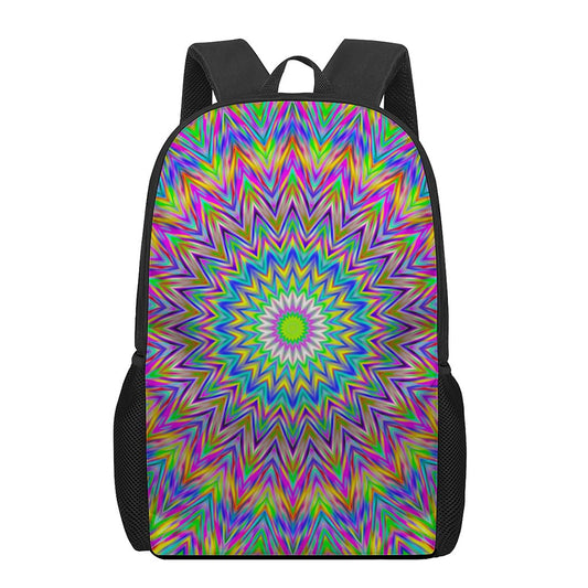 Colorful Psychedelic Optical Illusion 17 Inch Backpack